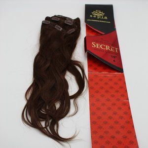 SEPIA Secret 16" Clip Dark Brown Hair Extensions